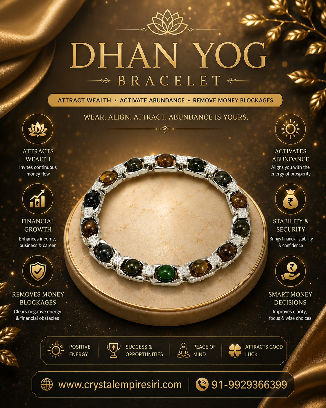 Natural Dhan Yog Crystal Bracelet – Wealth, Prosperity & Success