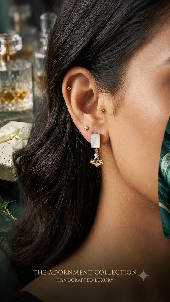 Luxury Gold Plated White Enamel Drop Earrings for Women Stylish (BR125)