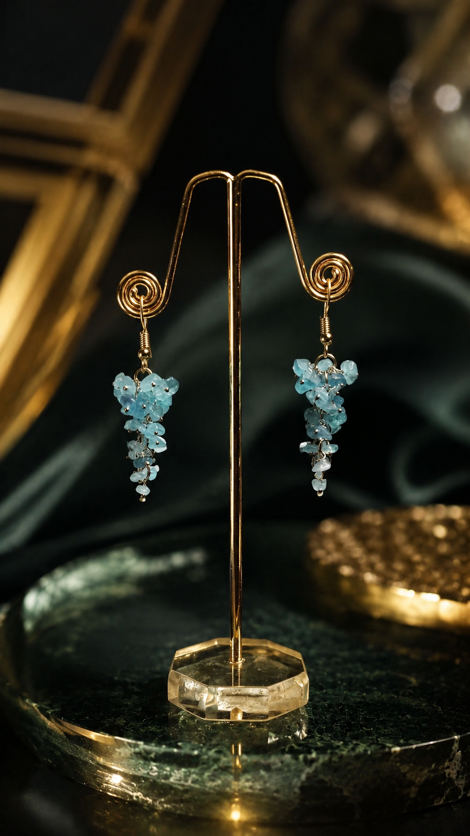 Apatite Chips Earrings – Natural Gemstone Dangle Earrings for Women