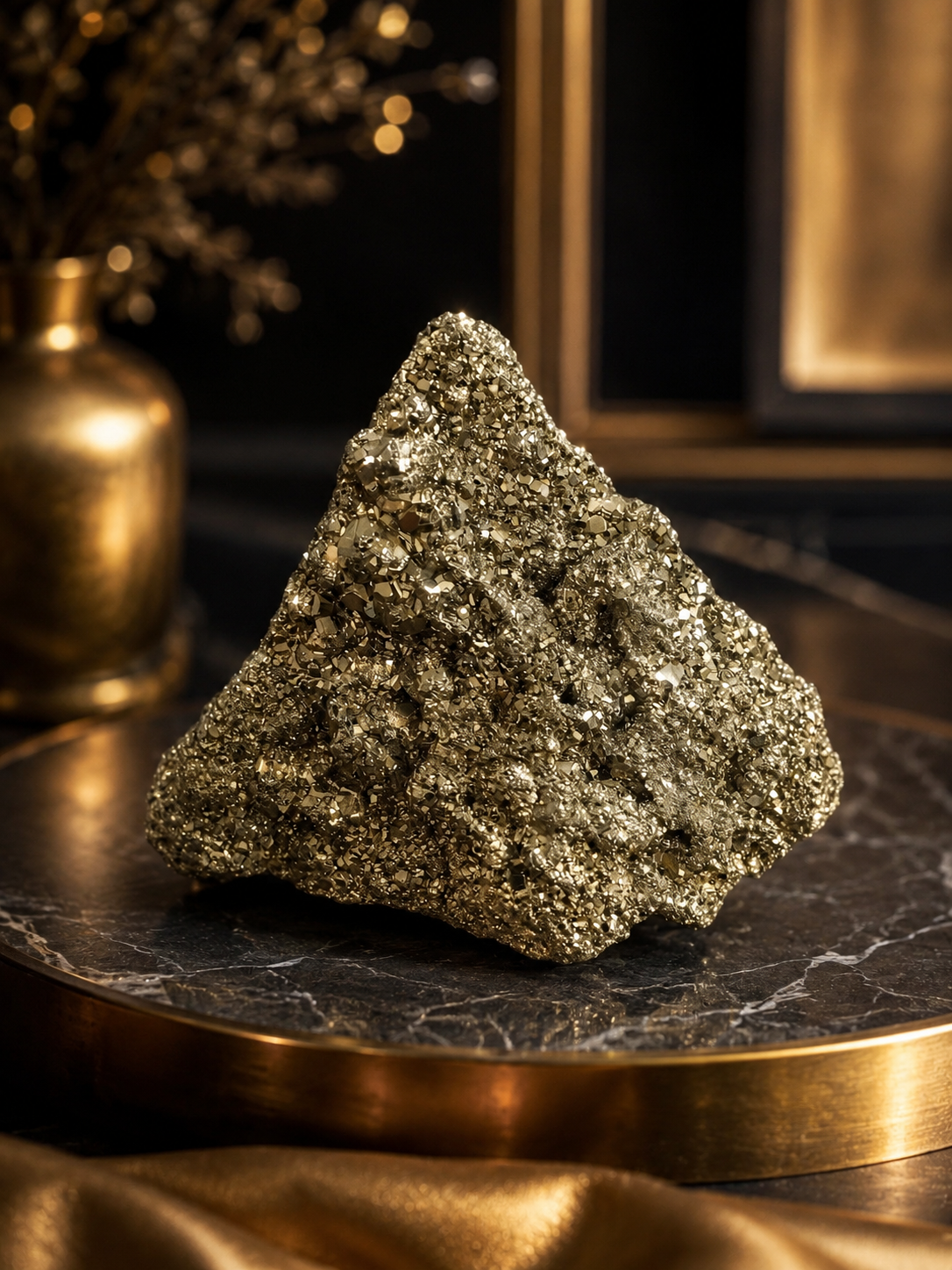 Natural Pyrite Cluster for Wealth, Success & Positive Energy Decor 120 Gram