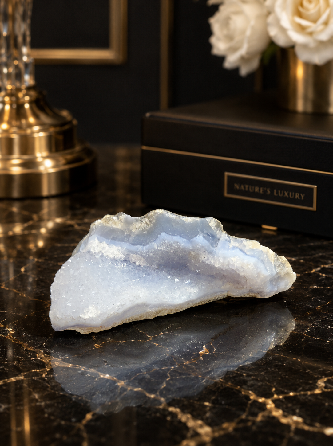 Blue Lace Agate Raw Crystal – Natural Healing Stone for Calm & Communication 266 Gram