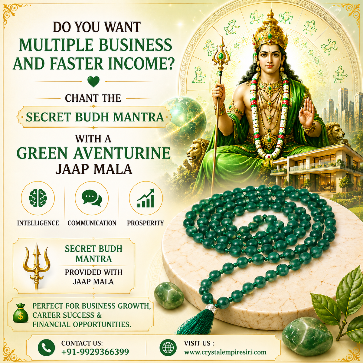 Green Aventurine Jaap Mala Budha Grah