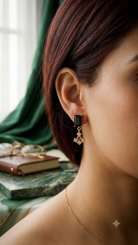 Black Geometric Drop Earrings for Women | Premium Fashion Jewelry (BR125)