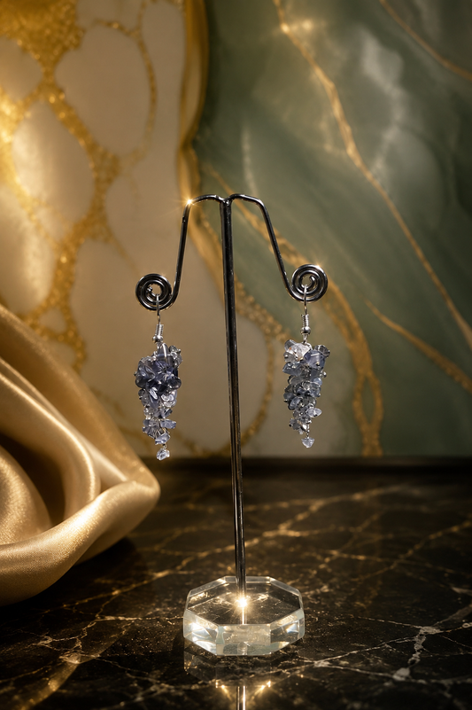 Iolite Chips Earrings Handmade Natural Crystal Dangle Jewelry for Women