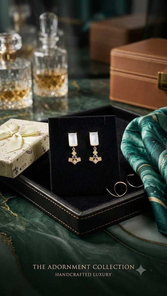 Luxury Gold Plated White Enamel Drop Earrings for Women Stylish (BR125)