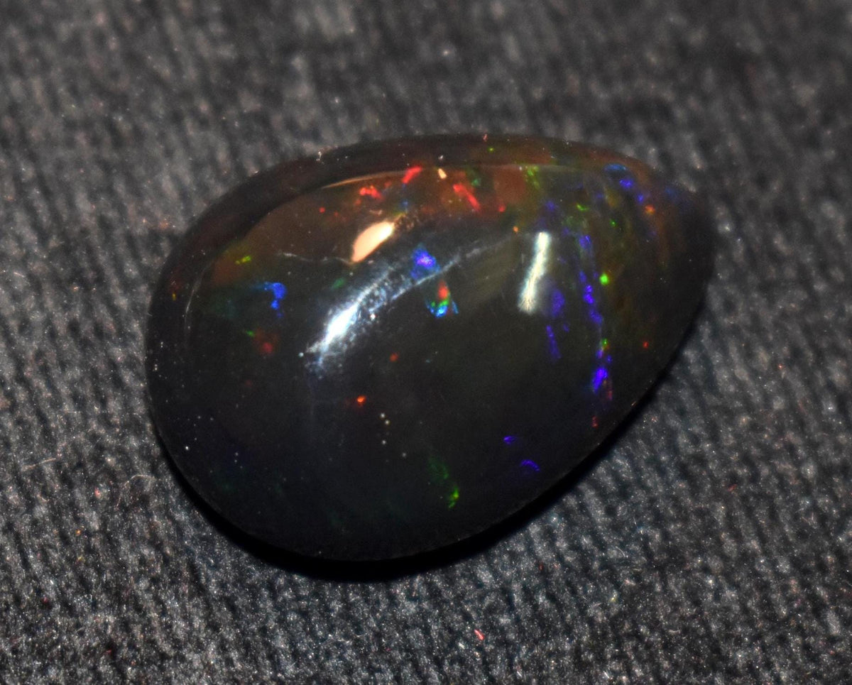 Black Ethiopian Opal, Pear Welo Fire Cabochon Loose Gemstone, 13.50 Carat, Size-16x22.5x10mm, For Jewelry Making,