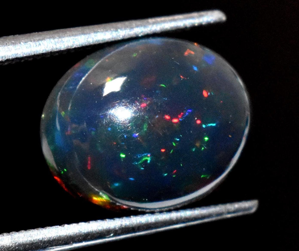 Black Ethiopian Opal, Oval Welo Fire Cabochon Loose Gemstone, 2.60 Crt, Size-9x11x5.5mm, For Jewelry Making,