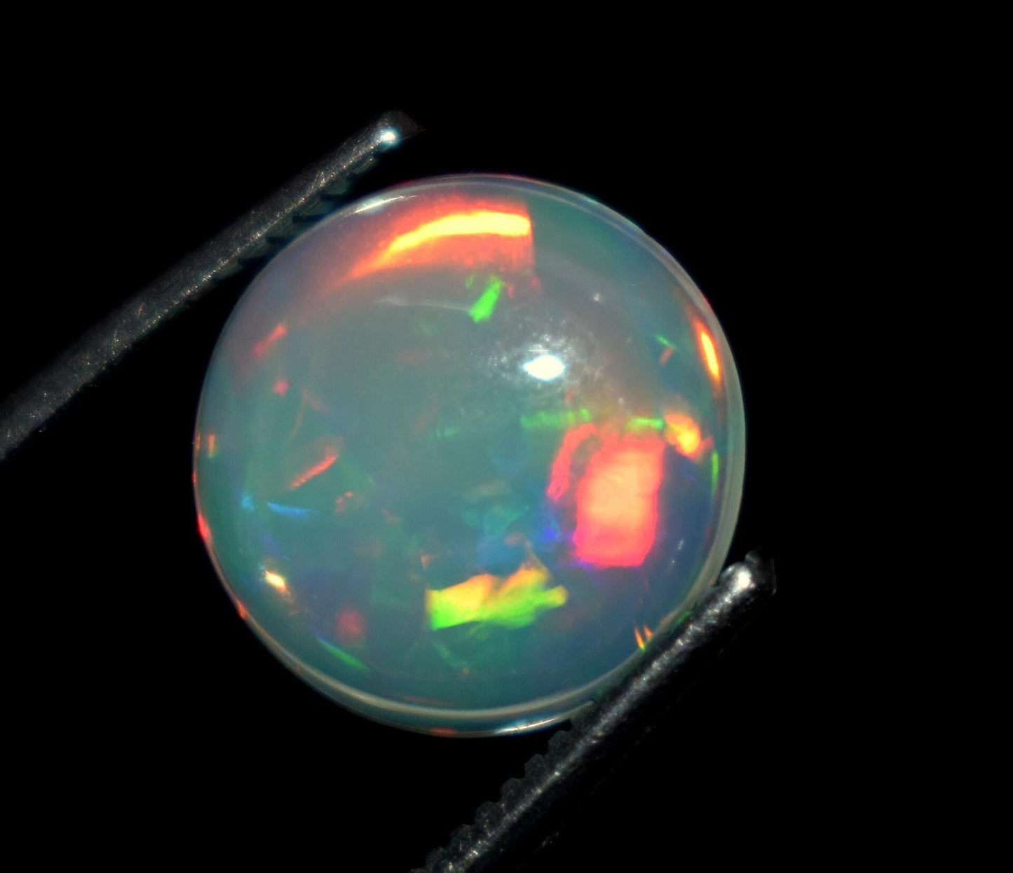 Genuine & 100% Natural Ethiopian Opal, Round Welo Fire Cabochon Loose Gemstone, 1.40 Carat, Size-10x10x3.5mm, For Jewelry Making, Piece-1