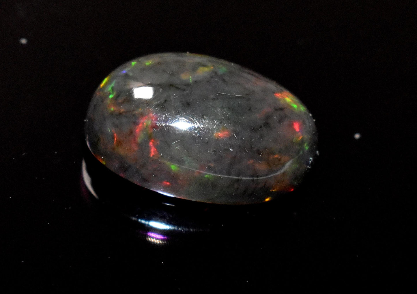 Black Ethiopian Opal, Oval Welo Fire Cabochon Loose Gemstone, 4.25 Crt, Size-10x14.5x6mm, For Jewelry Making,