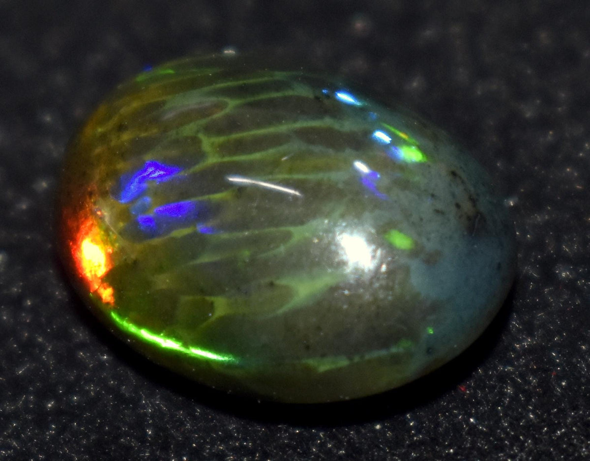 Black Opal, Oval Welo Fire Cabochon Loose Gemstone, 6.10 Carat, Size-12X15.5X7mm, For Jewelry Making, PC-1