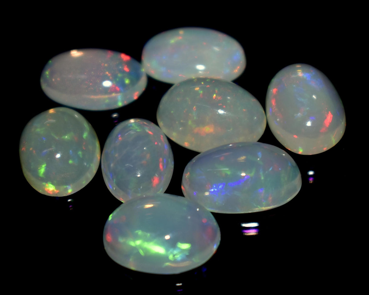 Opal, 100% Natural Ethiopian Opal, Oval Welo Fire Cabochon Gemstone Lot, 14.40 Ct, Size-12x7x5mm To 10x7x4mm, For Jewelry Making, PC-8