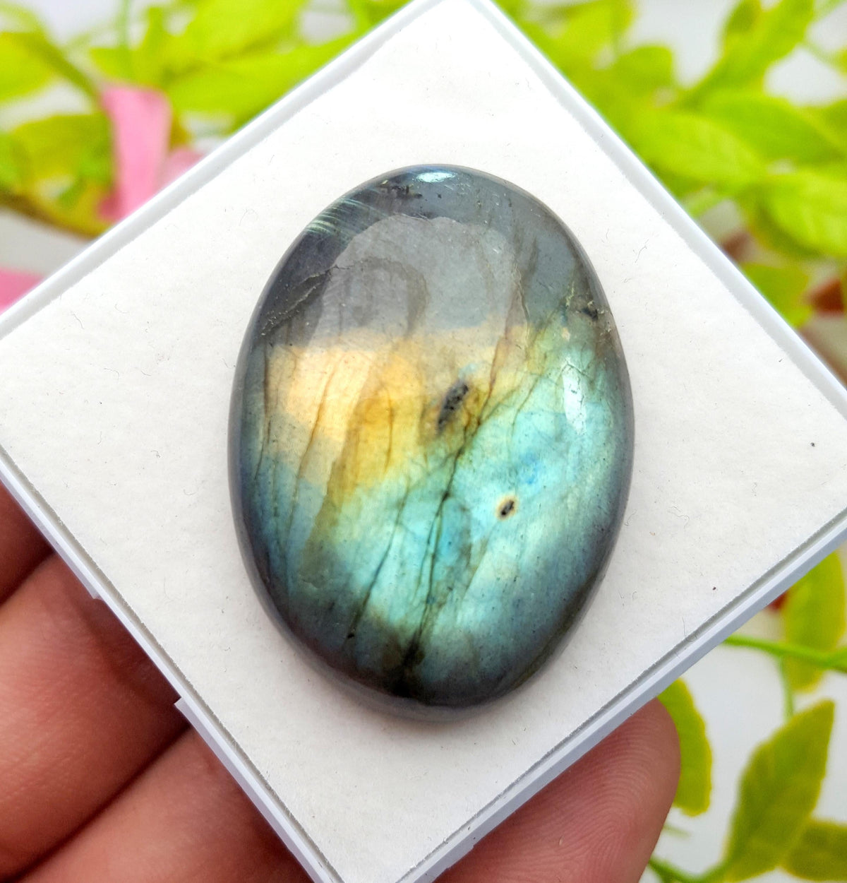 Labradorite, 100% Natural Multi Flashy Labradorite, Oval Smooth Cabochon Loose Gemstone, 78.50 Carat, Size-38x27x9mm, Gift For Her, PC-1