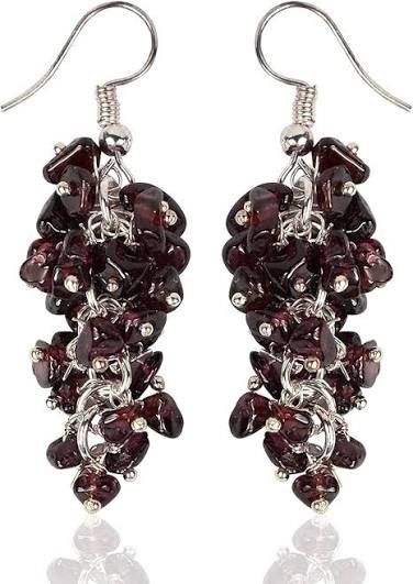 Natural Garnet Chips Earrings | Handmade Crystal Earrings for Elegance & Positive Energy