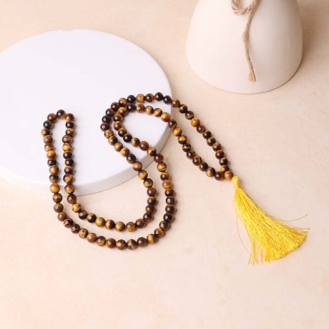 Tiger Eye Jaap Mala for Protection, Confidence & Spiritual Power