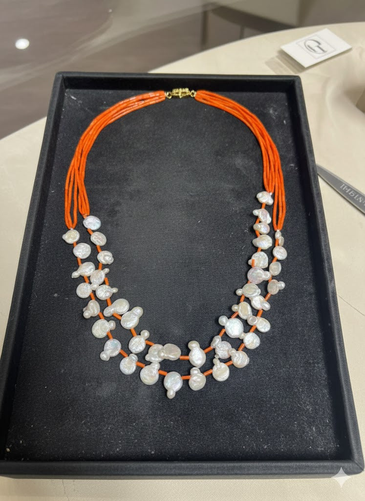 Elegant Pearl & Coral Beads Necklace for Women – Jewelry Online