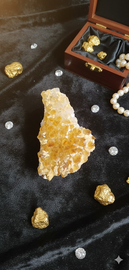 Natural Citrine Cluster – 263 Grams | Genuine Citrine Gemstone